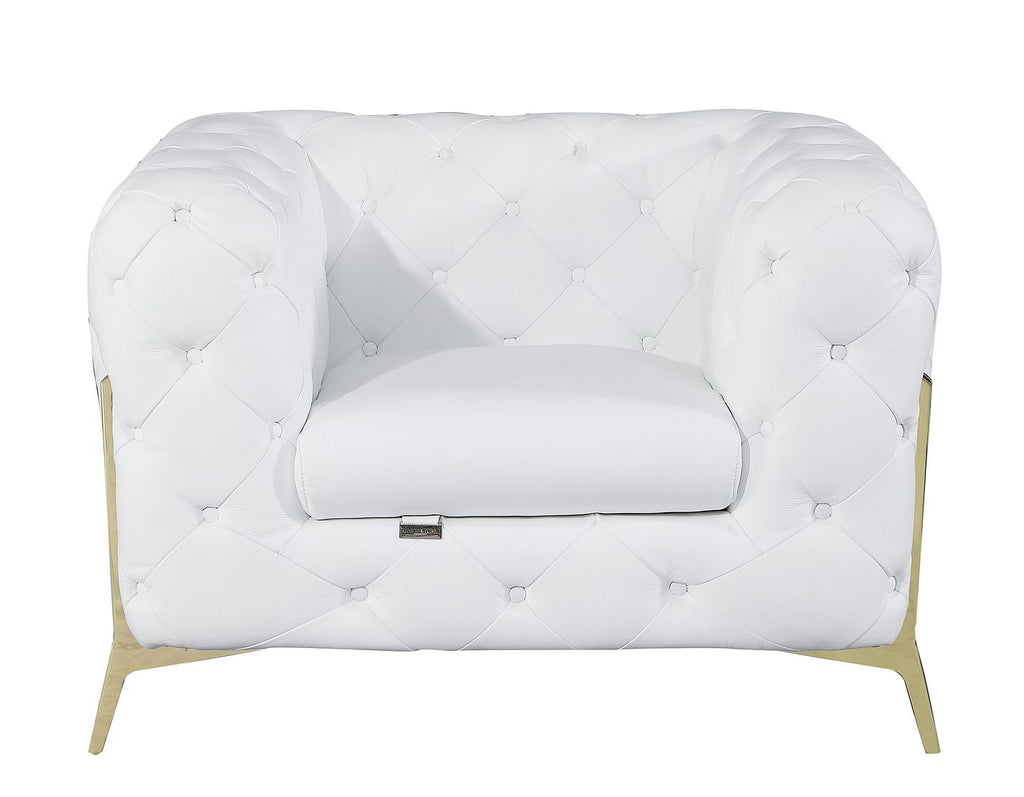 970 Divanitalia 3-Piece Sofa Set in Top-grain Italian Leather - White - SKU 970- WHITE 3PC (S/L/CH) - GROUP - view 9