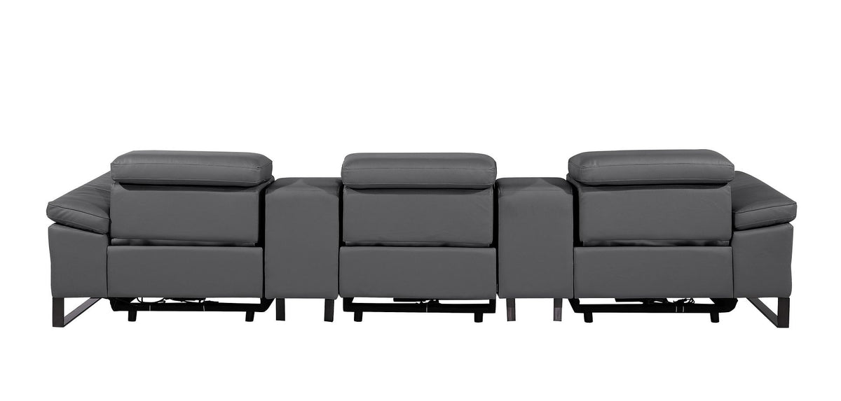 1246 Divanitalia Modular Power Triple Reclining Dual Console Sofa with Power Reclining Headrests - Top Grain Italian Leather - Dark Grey - SKU 1246-DK-GREY-5.3-HT - view 7