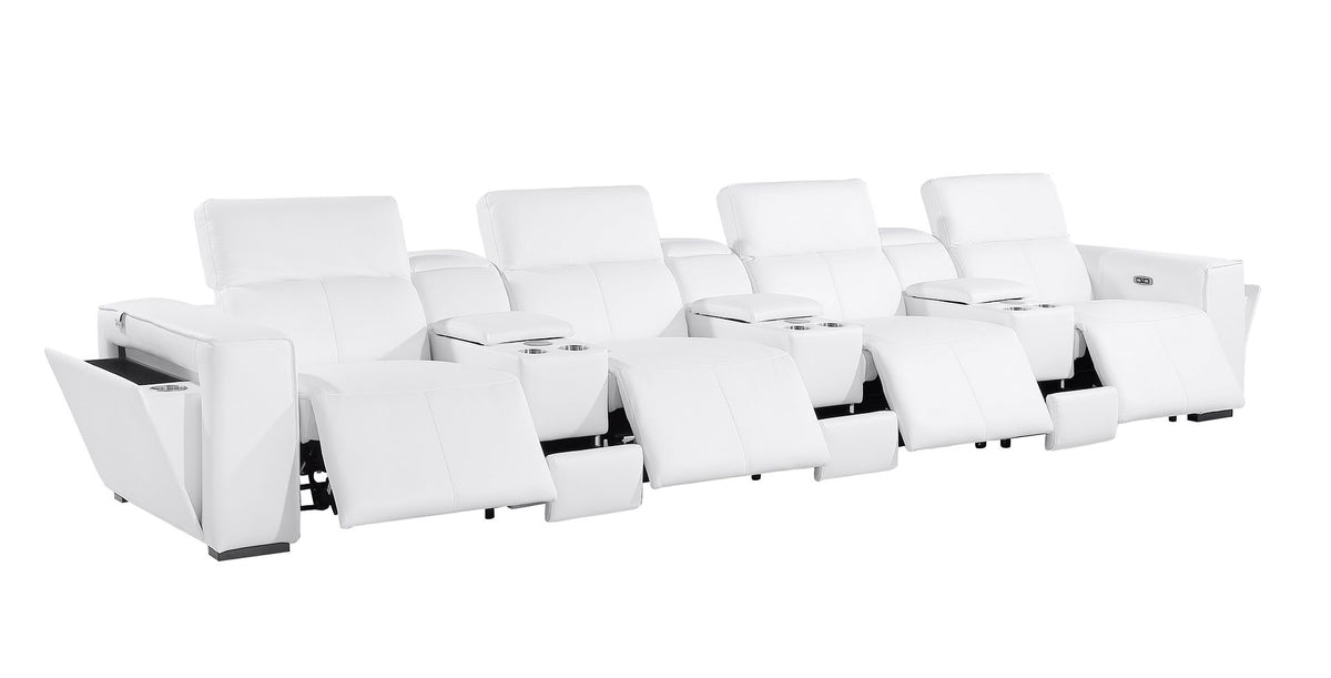 1224 Divanitalia 7-Piece Modular Power Reclining Sofa in Top Grain Italian Leather with 4 Power Recliners & Power Headrests - White - SKU 1224-WHITE-S-7.4-HT - view 5