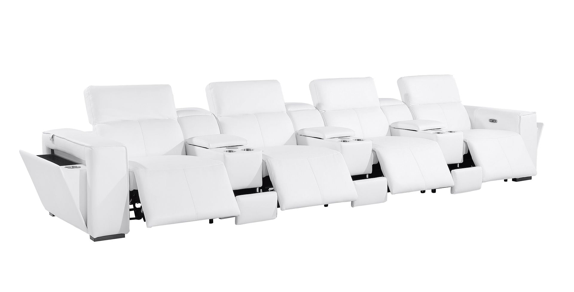 1224 Divanitalia 7-Piece Modular Power Reclining Sofa in Top Grain Italian Leather with 4 Power Recliners & Power Headrests