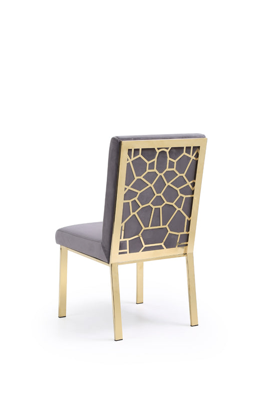 Reba Modern Grey Velvet & Gold Dining Chair (Set of 2)