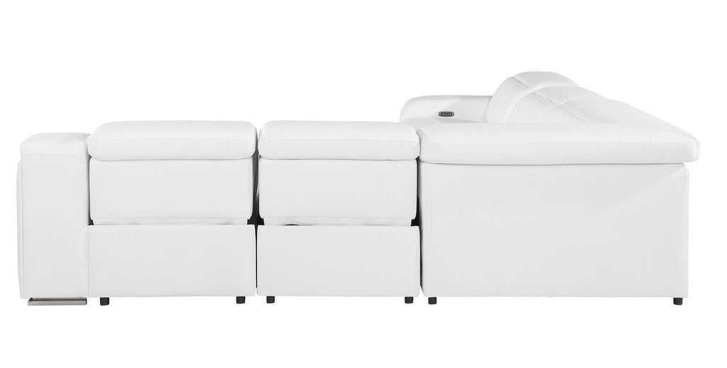 1116 Divanitalia 5-Piece L-Shaped Sectional Sofa in Top Grain Italian Leather with 3 Power Recliners & Power Headrests - White - SKU 1116-WHITE-5PC-3PWR-SECTIONAL- GROUP - view 6