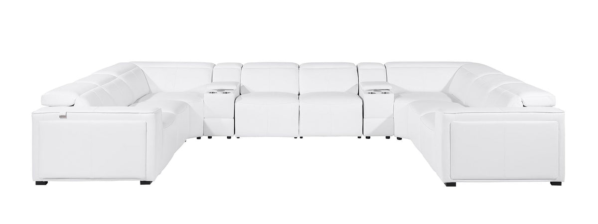1224 Divanitalia 10-Piece U-Shaped Sectional Sofa in Top Grain Italian Leather with 4 Power Recliners & Power Headrests - White - SKU 1224-WHITE-10PC-4PWR-U-SECTIONAL - view 3