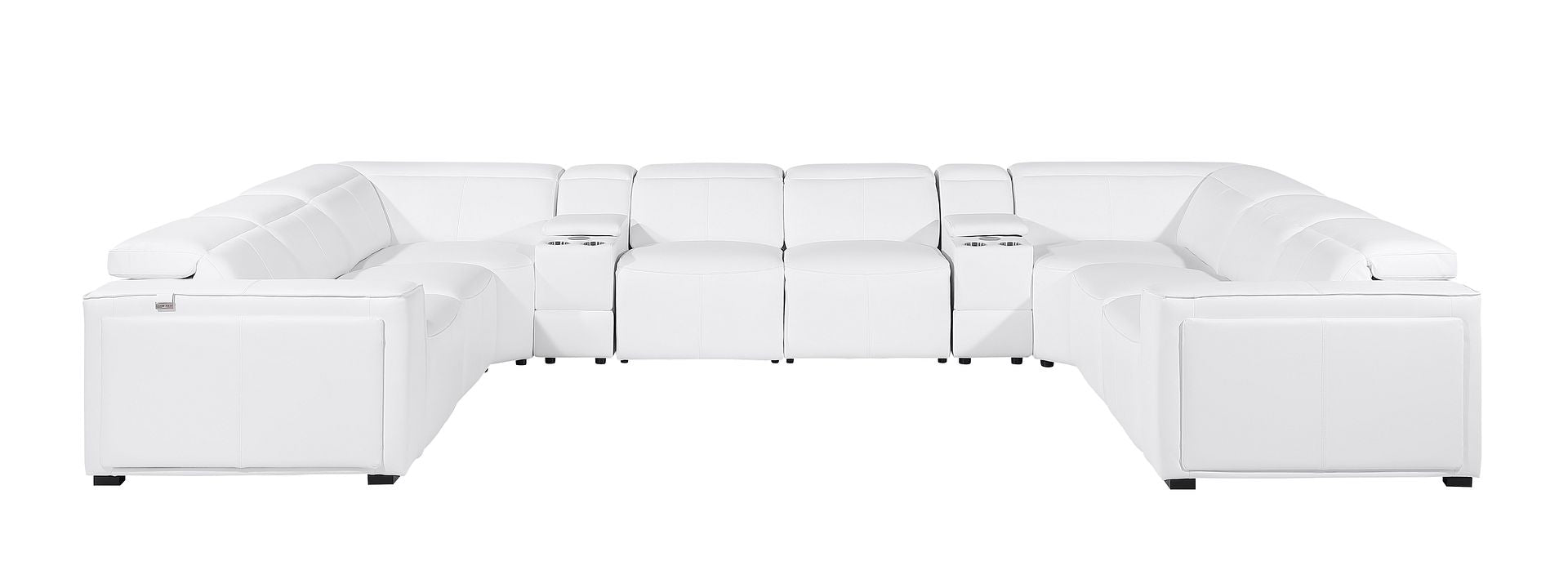 1224 Divanitalia 10-Piece U-Shaped Sectional Sofa in Top Grain Italian Leather with 4 Power Recliners & Power Headrests