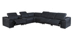 9762 Divanitalia 7-Piece L-Shaped Top Grain Italian Leather Sectional Sofa with 3 Power Recliners