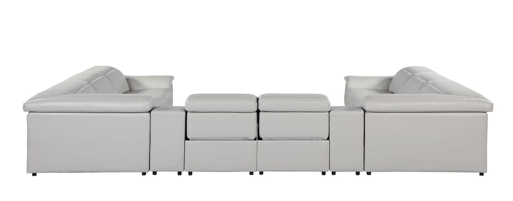 9762 Divanitalia 10-Piece U-Shaped Top Grain Italian Leather Sectional Sofa with 4 Power Recliners