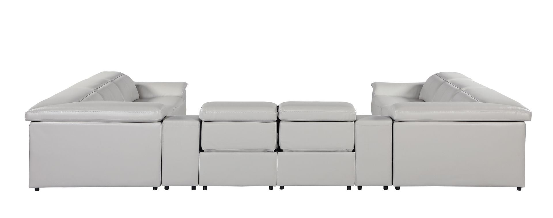 9762 Divanitalia 10-Piece U-Shaped Top Grain Italian Leather Sectional Sofa with 4 Power Recliners