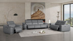 2679 Power Reclining Sofa, Loveseat & Chair Set in Genuine Leather - 6 Recliners - Dark Grey - SKU 2679-DK-GRAY-6.6-HT-3PC - view 2