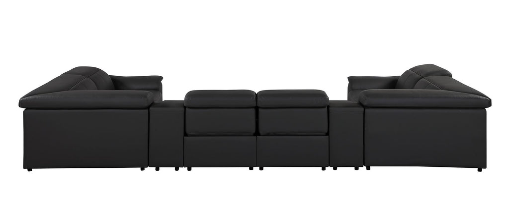 9762 Divanitalia 8-Piece U-Shaped Top Grain Italian Leather Sectional Sofa with 4 Power Recliners