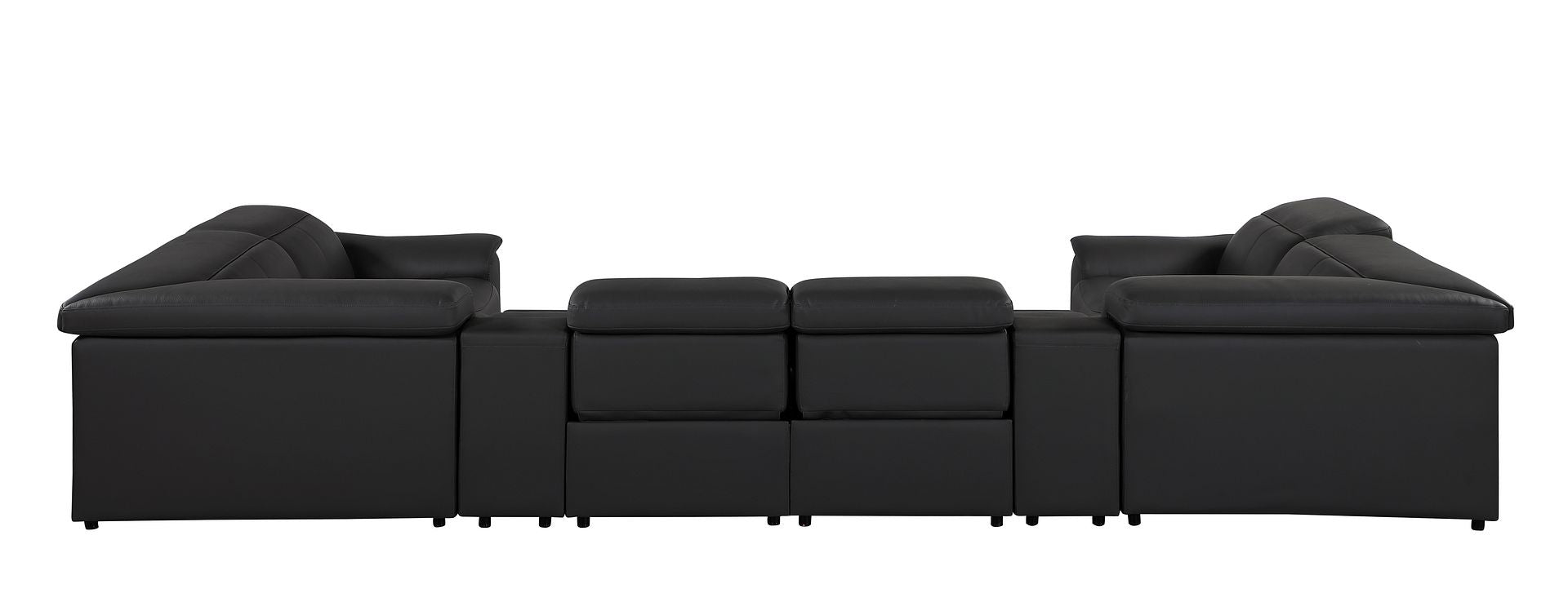 9762 Divanitalia 8-Piece U-Shaped Top Grain Italian Leather Sectional Sofa with 4 Power Recliners