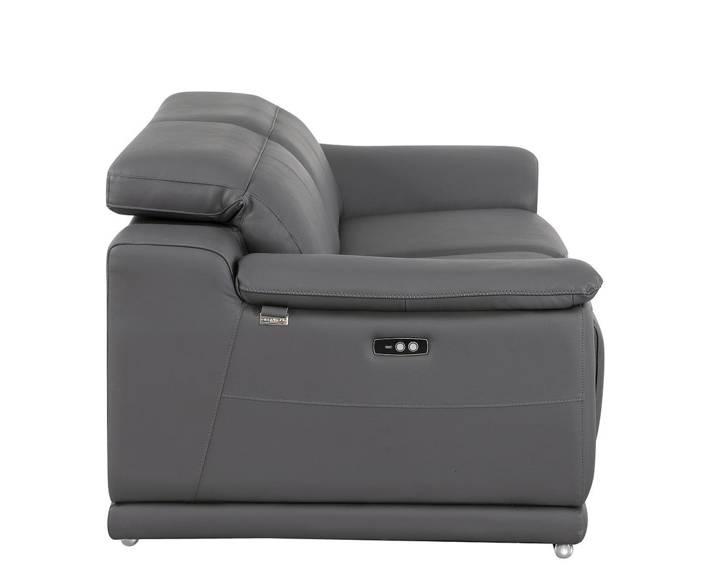 9762 Divanitalia 2-Piece Modular Power Reclining Console with 2 Power Recliners in Top Grain Italian Leather