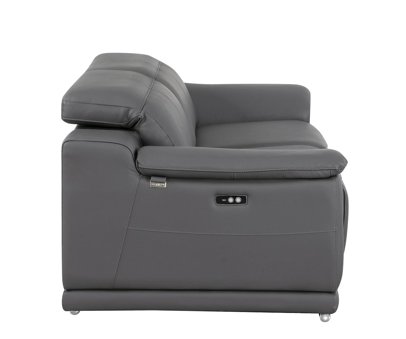 9762 Divanitalia 2-Piece Modular Power Reclining Console with 2 Power Recliners in Top Grain Italian Leather
