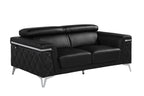 1140 Divanitalia 3-Piece Sofa Set with Adjustable Headrest in Top-grain Italian Leather - Black - SKU 1140-BLACK-3PC - view 7