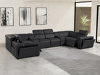 1224 Divanitalia 8-Piece U-Shaped Sectional Sofa in Top Grain Italian Leather with 2 Power Recliners & Power Headrests - Black - SKU 1224-BLACK-8PC-2PWR-U-SECTIONAL - view 2