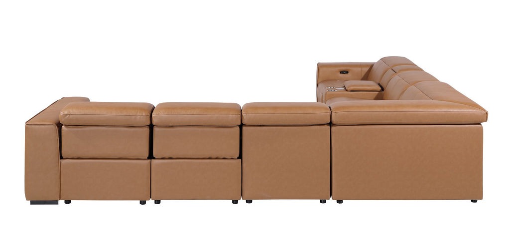 1224 Divanitalia 7-Piece L-Shaped Sectional Sofa in Top Grain Italian Leather with 4 Power Recliners & Power Headrests