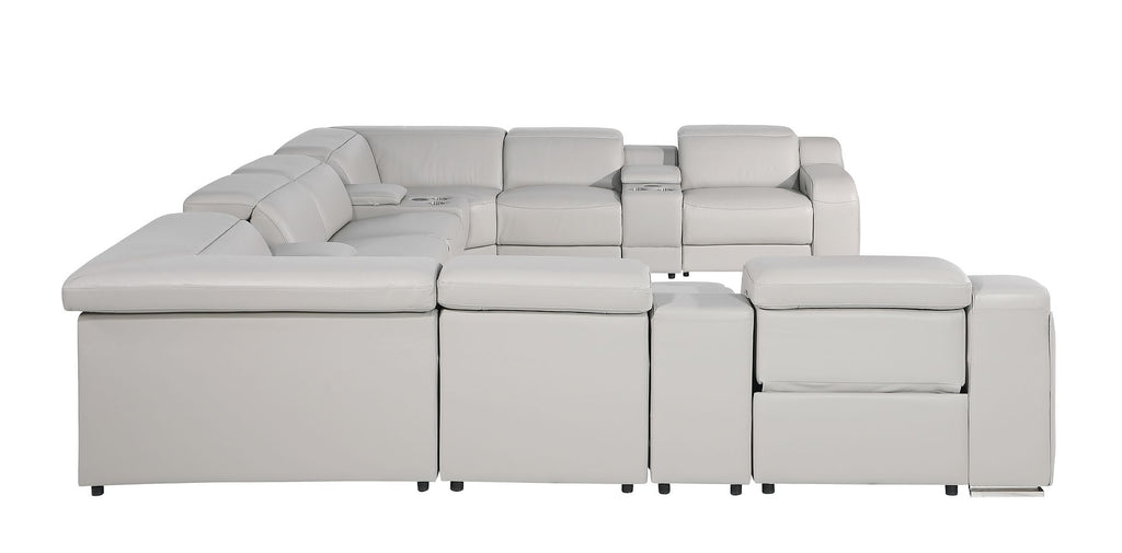 1116 Divanitalia 12-Piece U-Shaped Sectional Sofa in Top Grain Italian Leather with 4 Power Recliners & Power Headrests