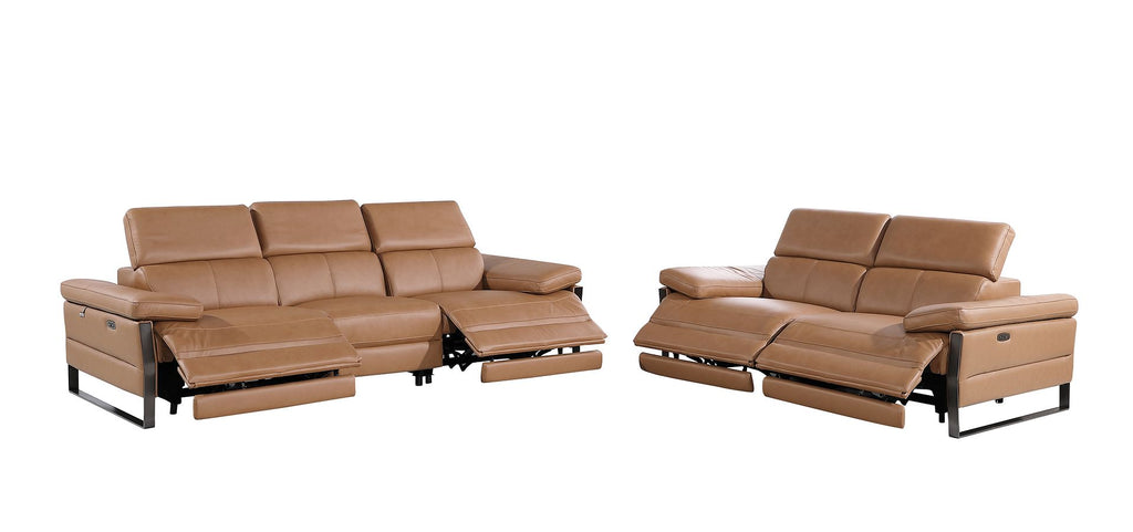 1246 Divanitalia Modular Power Dual Reclining Sofa and Loveseat Set with Power Headrests - Top Grain Italian Leather - Cognac - SKU 1246-COGNAC-5.4-HT-2PC - view 4