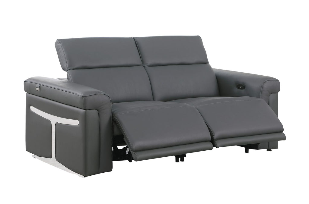1126 Divanitalia 6-Piece Modular Power Reclining Sofa, Loveseat & Chair Set in Top Grain Italian Leather with 6 Power Recliners & Power Headrests - Dark Grey - SKU 1126-DK_GREY-6.6-HT-3PC - view 10