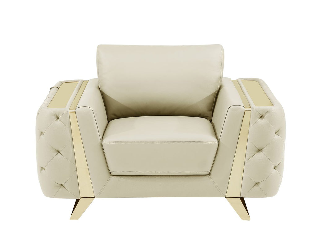 1050 Divanitalia Chair in Top-grain Italian Leather - Beige - SKU 1050-BEIGE-CH