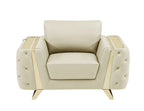 1050 Divanitalia Chair in Top-grain Italian Leather - Beige - SKU 1050-BEIGE-CH