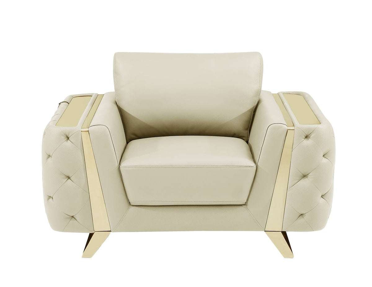 1050 Divanitalia Chair in Top-grain Italian Leather - Beige - SKU 1050-BEIGE-CH