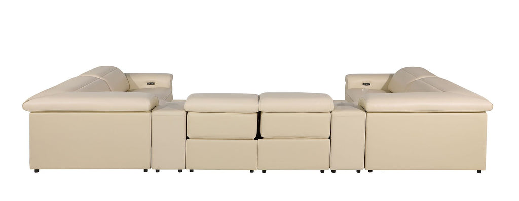 1126 Divanitalia 8-Piece U-Shaped Sectional Sofa in Top Grain Italian Leather with 4 Power Recliners & Power Headrests