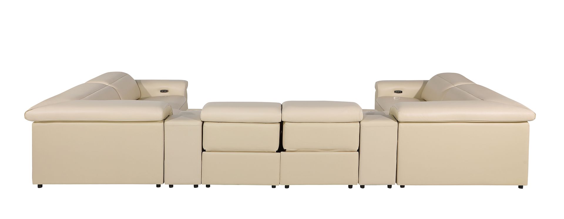 1126 Divanitalia 8-Piece U-Shaped Sectional Sofa in Top Grain Italian Leather with 4 Power Recliners & Power Headrests