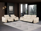 1116 DivanItalia Beige 6-Piece Modular Power Reclining Sofa and Console Loveseat Set in Top Grain Italian Leather with 5 Power Recliners & Power - free Headrestshite glove delviery in LA, Ventura and Orange counties