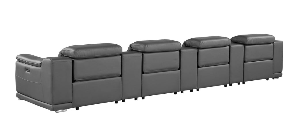9762 Divanitalia 7-Piece Modular Top Grain Italian Leather Power Reclining Sofa with 4 Power Recliners