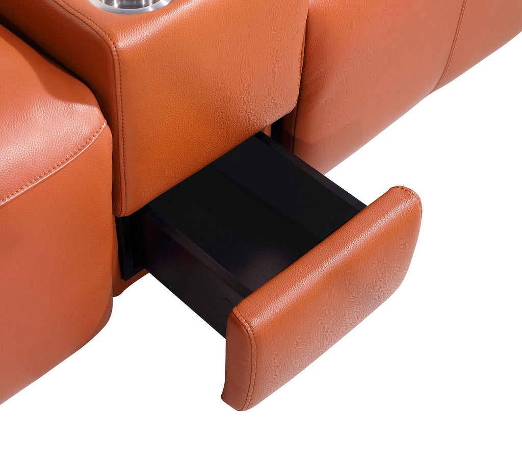 1224 Divanitalia 6-Piece L-Shaped Sectional Sofa in Top Grain Italian Leather with 3 Power Recliners & Power Headrests