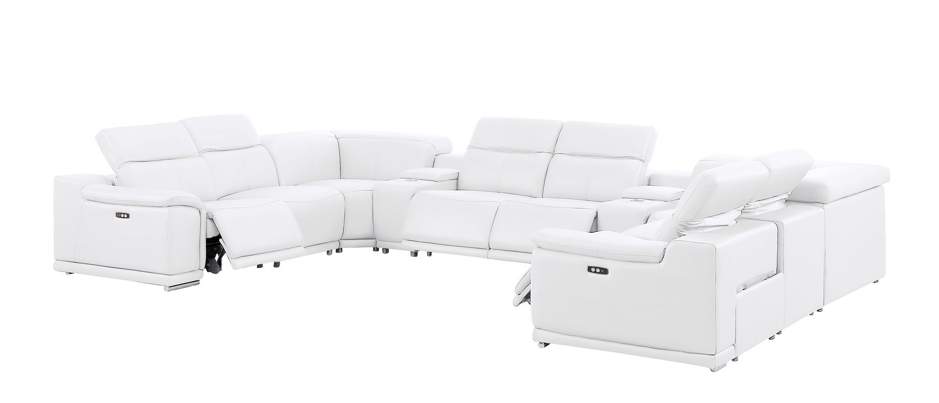 2679 10-Piece U-Shaped Power Reclining Sectional Sofa in Genuine Leather - 4 Recliners