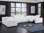 9762 Divanitalia 8-Piece U-Shaped Top Grain Italian Leather Sectional Sofa with 2 Power Recliners - White - SKU 9762-WHITE-8PC-2PWR-U-SECTIONAL-GROUP - view 2
