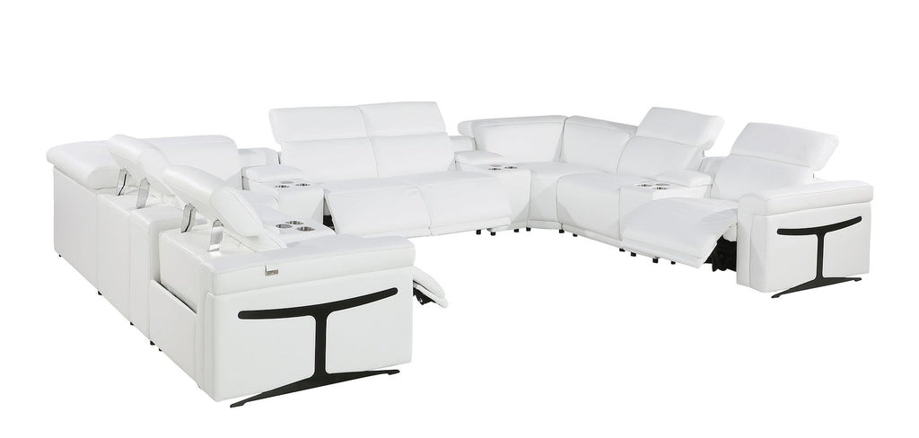 1126 Divanitalia 12-Piece U-Shaped Sectional Sofa in Top Grain Italian Leather with 4 Power Recliners & Power Headrests - White - SKU 1126-WHITE-12PC-4PWR-U-SECTIONAL-GROUP - view 5