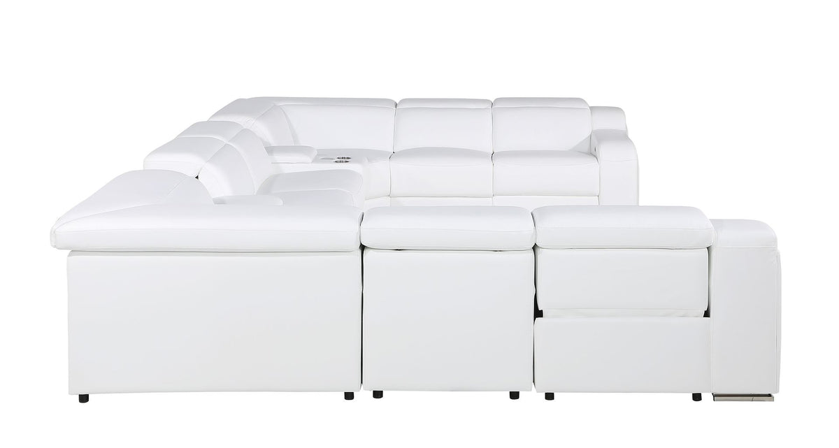 1116 Divanitalia 10-Piece U-Shaped Sectional Sofa in Top Grain Italian Leather with 4 Power Recliners & Power Headrests - White - SKU 1116-WHITE-10PC-4PWR-U-SECTIONAL-GROUP - view 8