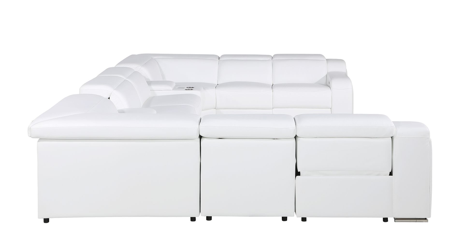 1116 Divanitalia 10-Piece U-Shaped Sectional Sofa in Top Grain Italian Leather with 4 Power Recliners & Power Headrests
