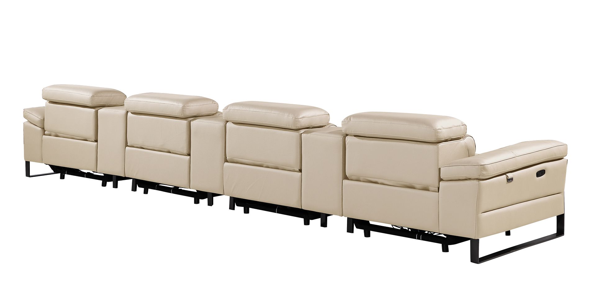 1246 Divanitalia Modular Power Triple Reclining Triple Console Sofa with Power Reclining Headrests - Top Grain Italian Leather
