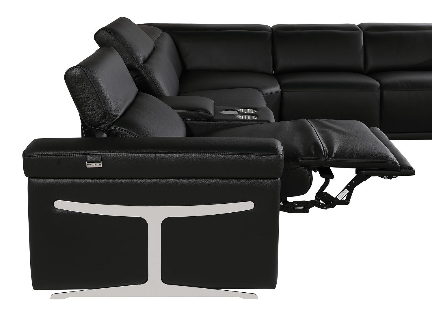1126 Divanitalia 8-Piece U-Shaped Sectional Sofa in Top Grain Italian Leather with 4 Power Recliners & Power Headrests