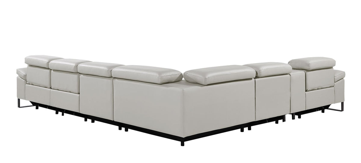 1246 Divanitalia 7-Piece L-Shaped Modular Power Reclining Sectional Sofa with 3 Power Recliners and Power Headrests - Top Grain Italian Leather - Light Grey - SKU 1246-LT-GREY-7PC-3PWR-SECTIONAL - view 8