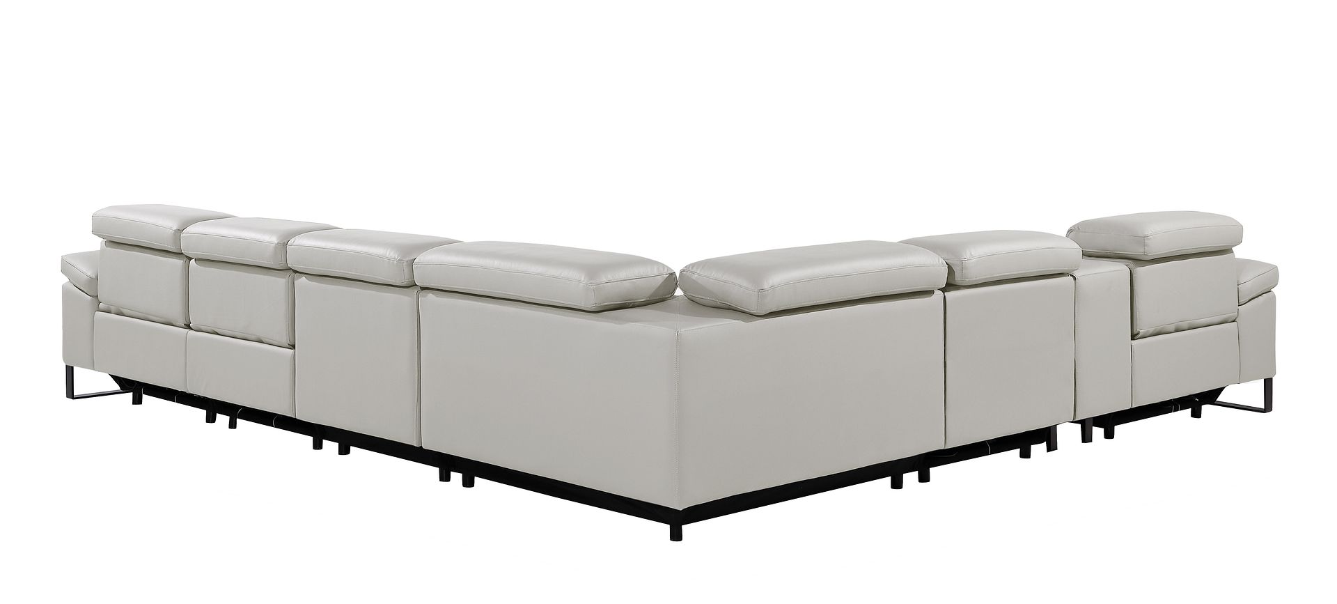 1246 Divanitalia 7-Piece L-Shaped Modular Power Reclining Sectional Sofa with 3 Power Recliners and Power Headrests - Top Grain Italian Leather