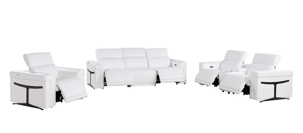 1126 Divanitalia 7-Piece Modular Power Reclining Sofa, Loveseat & Chair Set in Top Grain Italian Leather with 5 Power Recliners & Power Headrests - White - SKU 1126-WHITE-7.5-HT-3PC - view 4