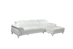 727 Divanitalia Right Arf Facing Sectional Sofa with Adjustable Headrest in Top-grain Italian Leather - White - SKU 727-Sectional-RAF-CHAISE-WHITE - view 2