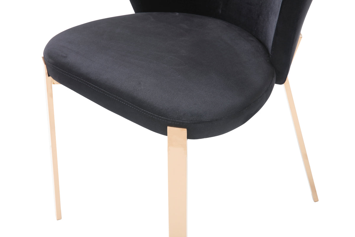 Nadia Modern Black Velvet & Rosegold Dining Chair (Set of 2)