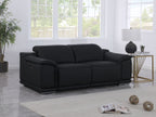 9762 Divanitalia 2-Piece Modular Power Reclining Console with 2 Power Recliners in Top Grain Italian Leather - Black - SKU 9762-BLACK-2.2-HT