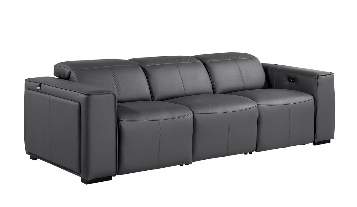 1224 Divanitalia 6-Piece Modular Power Reclining Sofa, Loveseat & Chair Set in Top Grain Italian Leather with 6 Power Recliners & Power Headrests - Dark Grey - SKU 1224-DK-GREY-6.6-HT-3PC - view 5
