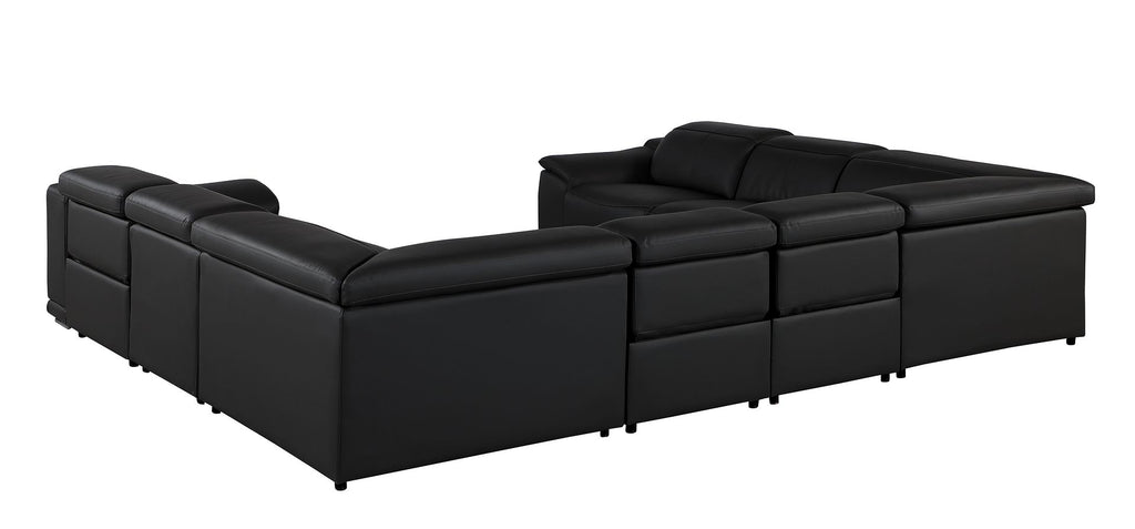 9762 Divanitalia 8-Piece U-Shaped Top Grain Italian Leather Sectional Sofa with 4 Power Recliners