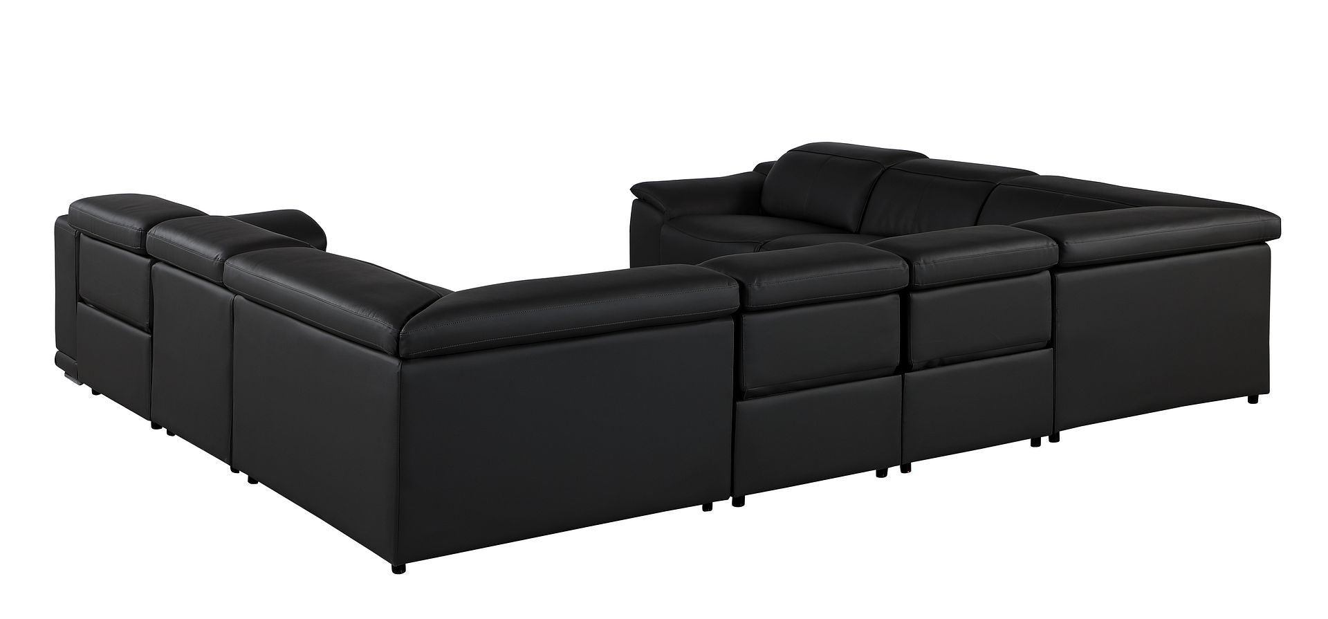 9762 Divanitalia 8-Piece U-Shaped Top Grain Italian Leather Sectional Sofa with 4 Power Recliners