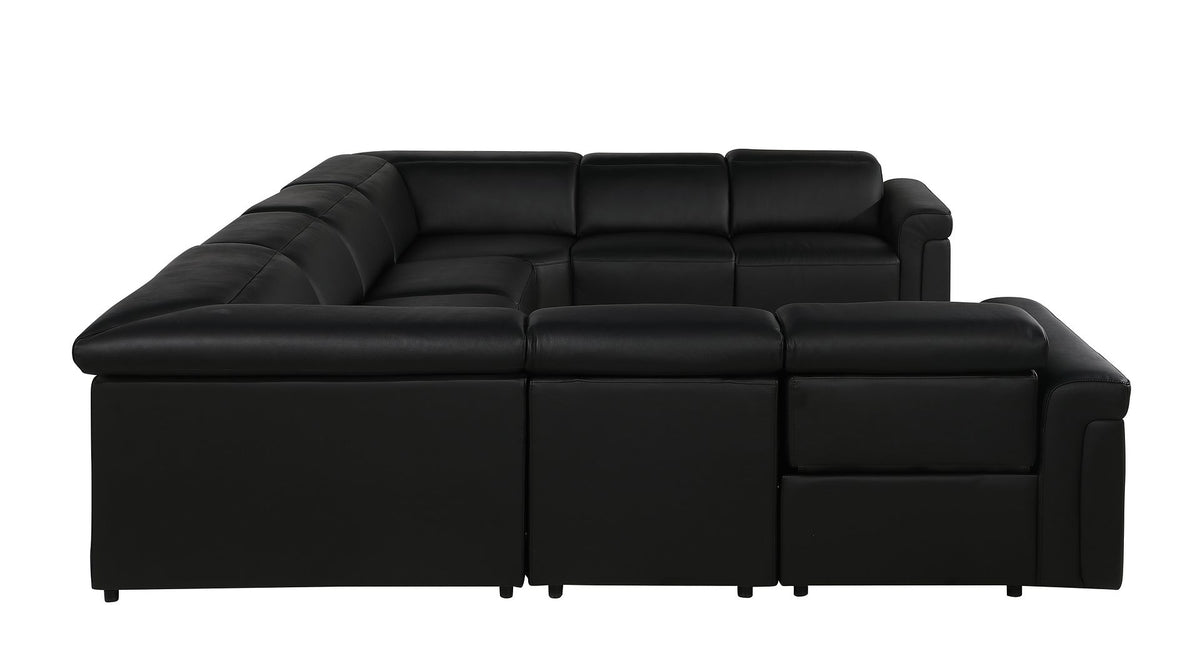 1126 Divanitalia 8-Piece U-Shaped Sectional Sofa in Top Grain Italian Leather with 4 Power Recliners & Power Headrests - Black - SKU 1126-BLACK-8PC-4PWR-U-NC-SECTIONAL-GROUP - view 6