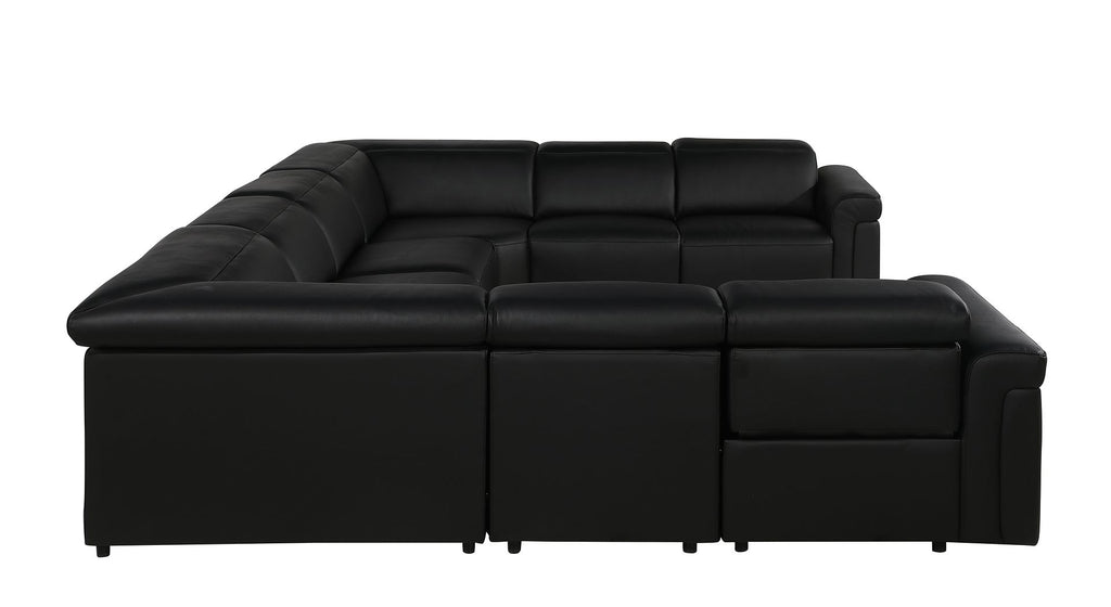 1126 Divanitalia 8-Piece U-Shaped Sectional Sofa in Top Grain Italian Leather with 4 Power Recliners & Power Headrests