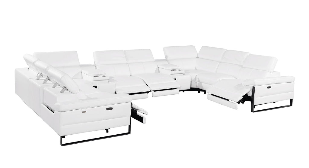 1246 Divanitalia 10-Piece U-Shaped Modular Power Reclining Sectional Sofa with 4 Power Recliners and Power Headrests - Top Grain Italian Leather