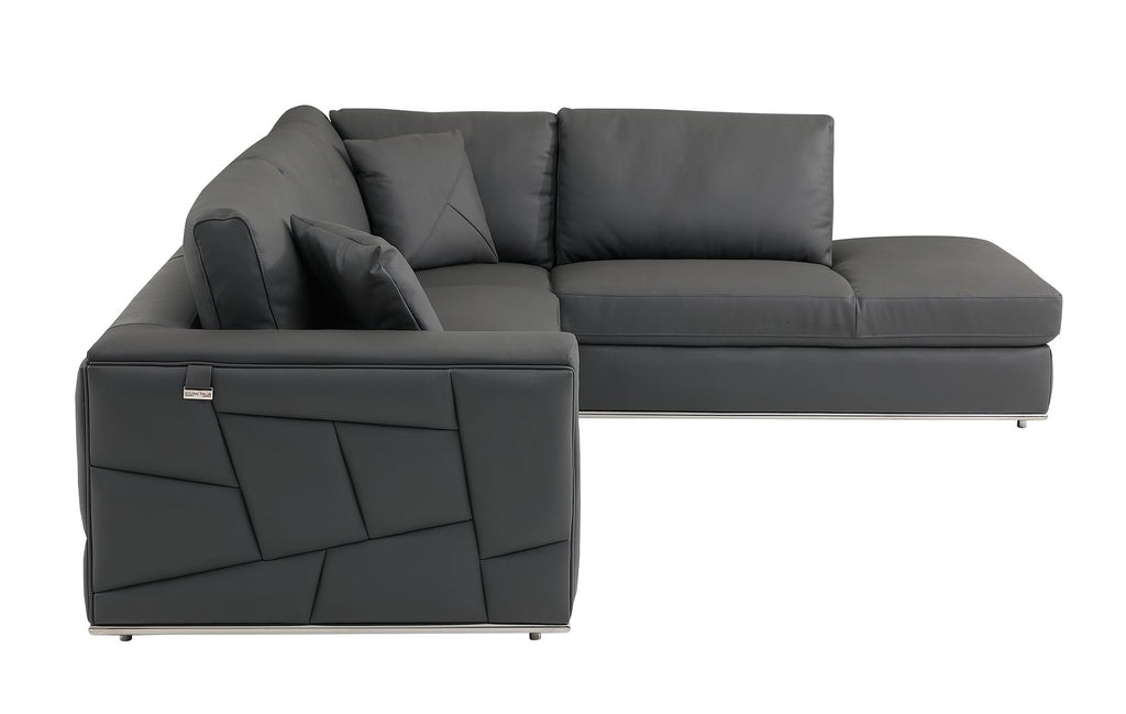 998 Divanitalia Cream Right Arm Facing Sectional Sofa in Top-grain Italian Leather - Dark Grey - SKU 998-Sectional-RAF-CHAISE-DARK GREY - view 5